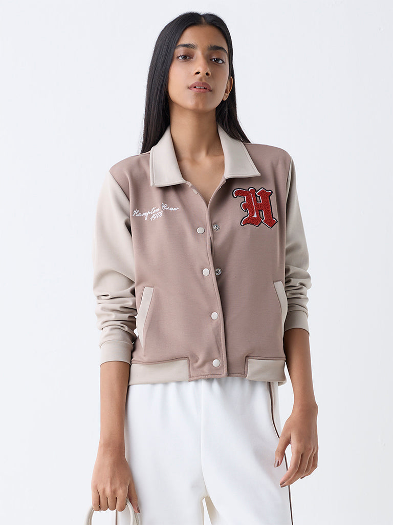 Studiofit Taupe Text Design Jacket