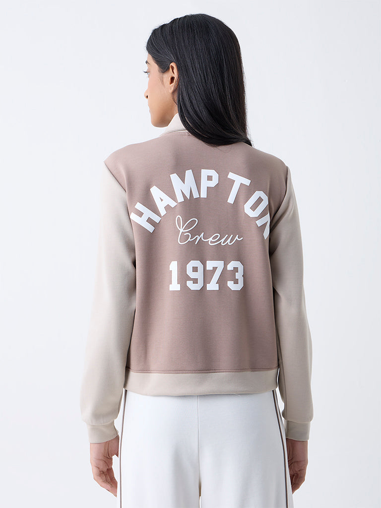 Studiofit Taupe Text Design Jacket