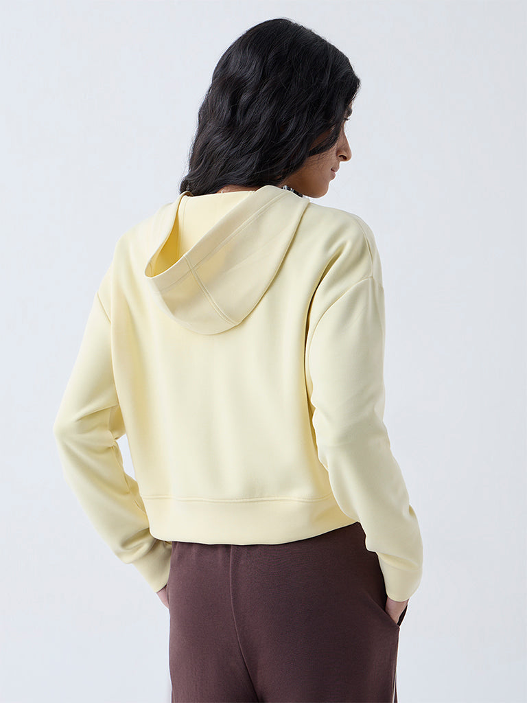 Studiofit Yellow Text Detailed Hooded Jacket