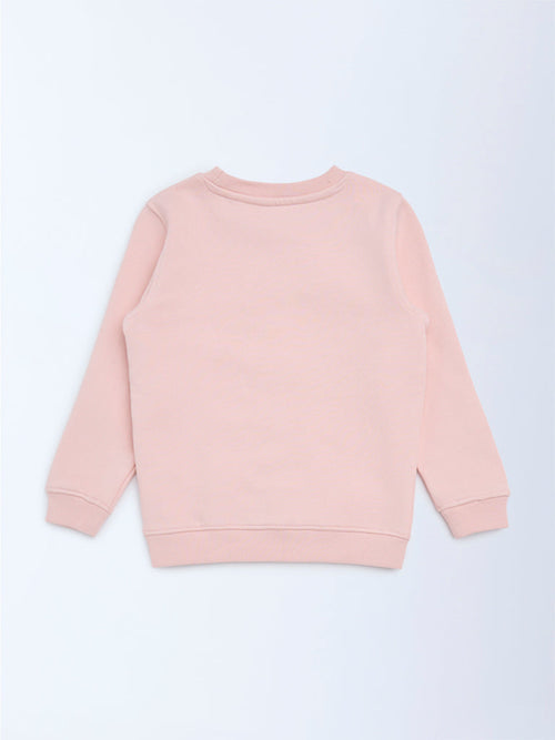 HOP Kids Dusty Pink Embellished Cotton-Blend Sweatshirt
