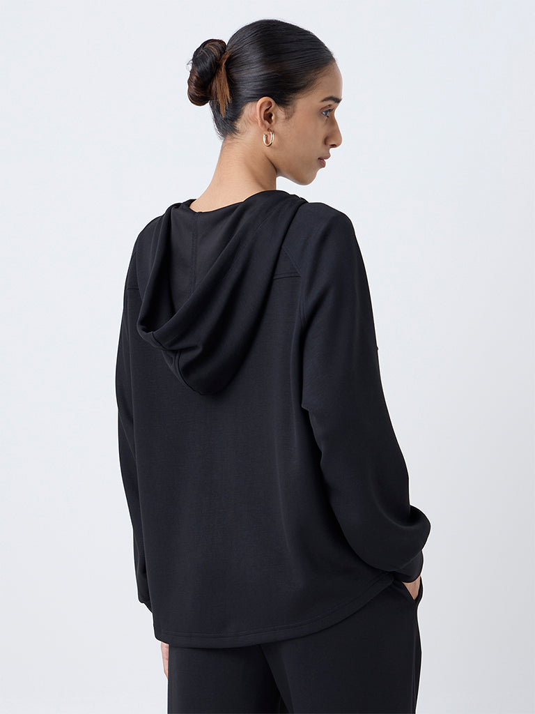 LOV Black Solid Hooded Jacket