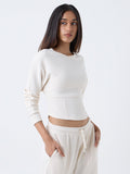 LOV Cream Solid Sweatshirt