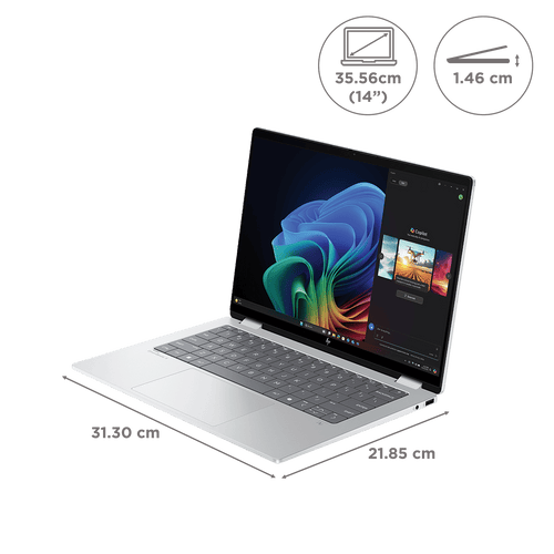 HP OmniBook X Flip 14-fm0058TU Intel Core Ultra 5 Touchscreen Thin & Light Laptop (16GB, 512GB SSD, Windows 11 Home, 14 inch 3K OLED Display, MS Office Home 2024, Glacier Silver, 1.38 KG)