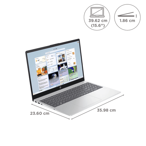 HP 15-hr1000TU Intel Core Ultra 5 Thin & Light Laptop (16GB, 512GB SSD, Windows 11 Home, 15.6 inch Full HD Display, Natural Silver, 1.65 KG)
