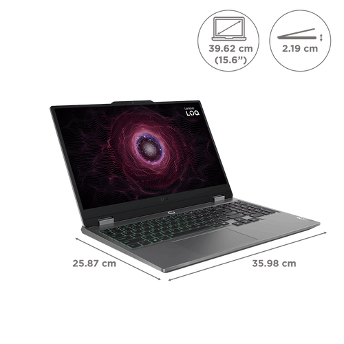 Lenovo LOQ 15ARP9 AMD Ryzen 5 Gaming Laptop (24GB, 512GB SSD, Windows 11 Home, 4GB Graphics, 15.6 inch 144 Hz Full HD IPS Display, NVIDIA GeForce RTX 3050A, MS Office Home 2024, Luna Grey, 2.38 KG)
