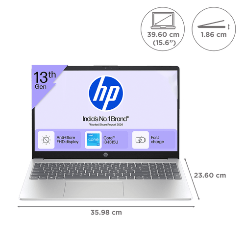 HP 15-fd0691TU Thin & Light Laptop (12GB RAM, 512GB SSD, Windows 11 Home, 15.6 inch Full HD Display, Natural Silver, 1.59 KG)