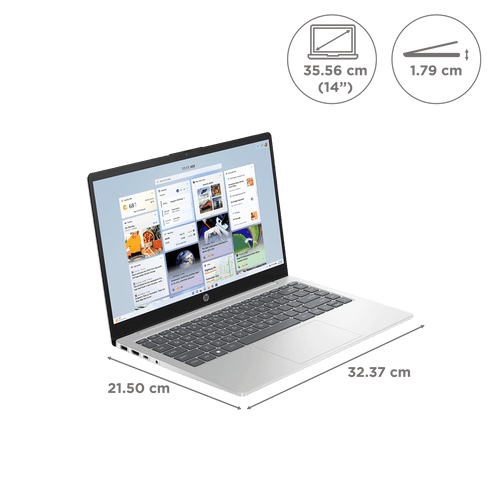 HP 14-gr1028TU Intel Core Ultra 7 Thin & Light Laptop (16GB, 512GB SSD, Windows 11 Home, 14 inch Full HD Display, Natural Silver, 1.4 KG)