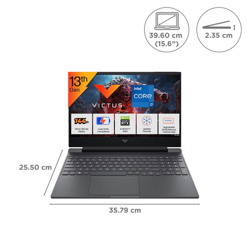 HP Victus 15-fa2309TX Intel Core i7 13th Gen Gaming Laptop (24GB, 1TB SSD, Windows 11 Home, 8GB Graphics, 15.6 Inch 144 Hz Full HD IPS Display, NVIDIA GeForce RTX 5050, MS Office Home 2024, Mica Silver, 2.29 KG)