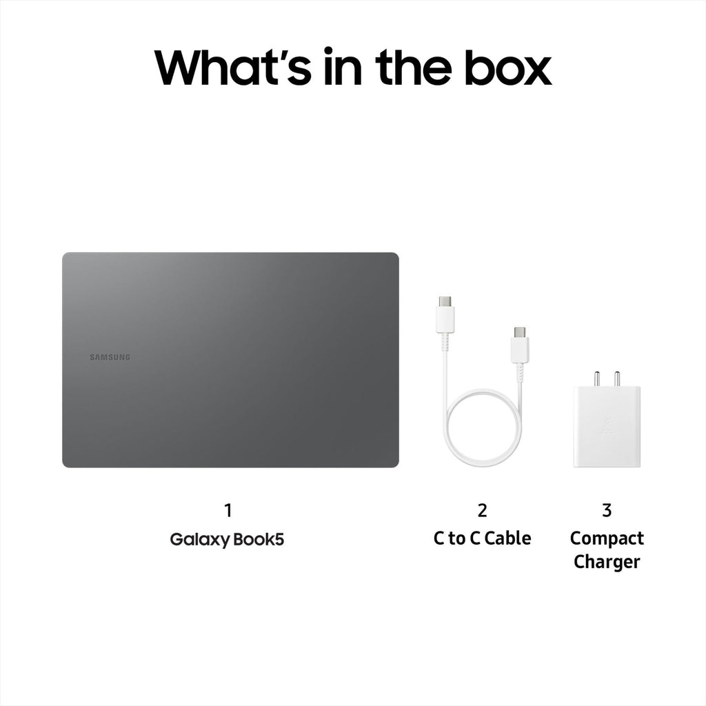 SAMSUNG Galaxy Book5 Intel Core Ultra 5 Thin & Light Laptop (16GB, 512GB SSD, Windows 11 Home, 15.6 inch Full HD IPS Display, MS Office Home 2024, Gray, 1.55 KG)