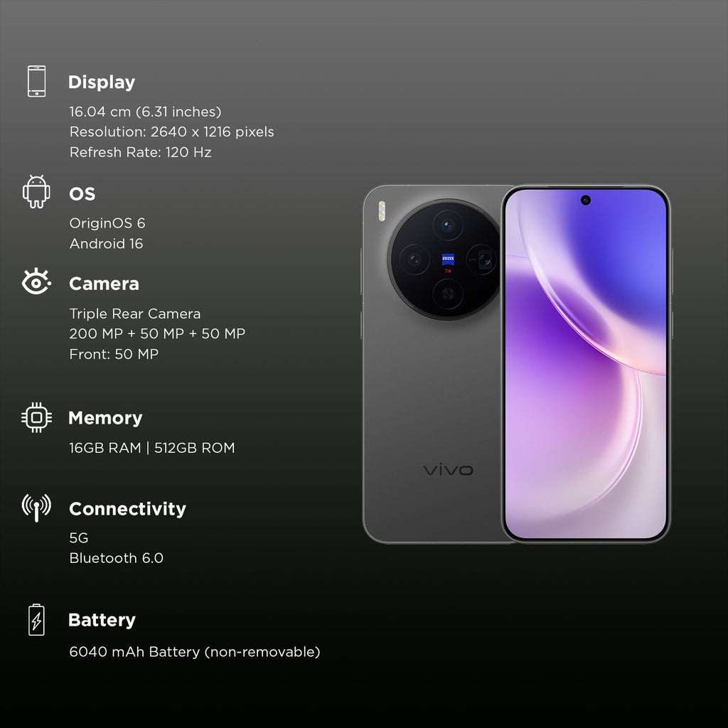 vivo X300 5G (16GB RAM, 512GB, Elite Black)