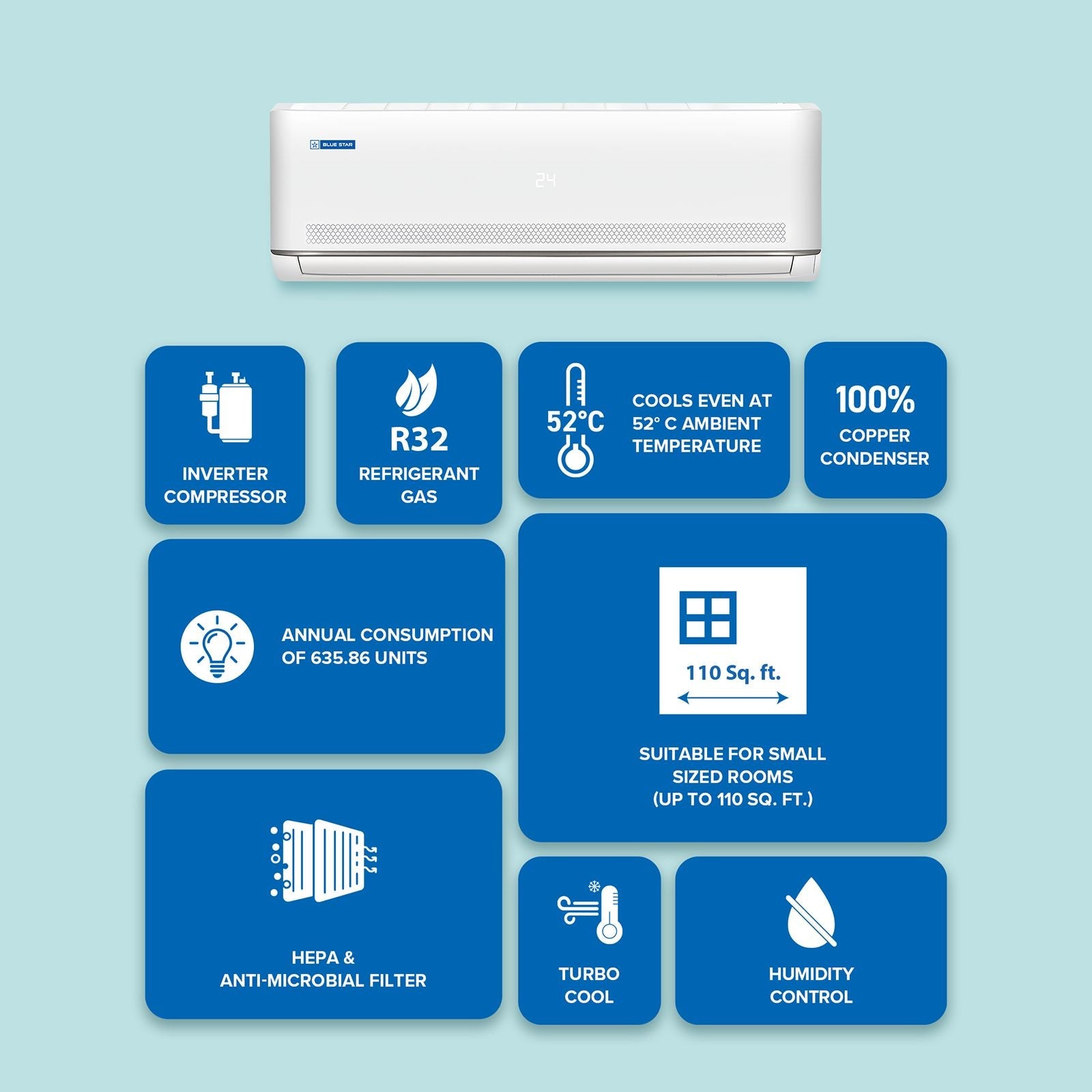 Blue Star M Series 5 in 1 Convertible 1 Ton 3 Star Inverter Split AC with AI Pro (2026 Model, Copper Condenser, IA312MXU)