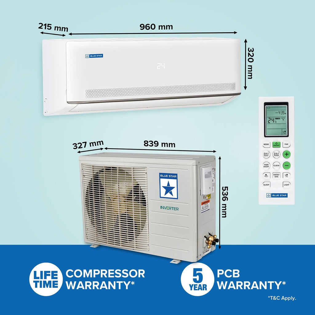Blue Star M Series 5 in 1 Convertible 1.5 Ton 3 Star Inverter Split Smart AC with Voice Command Technology (2026 Model, Copper Condenser, IA318MXUS)
