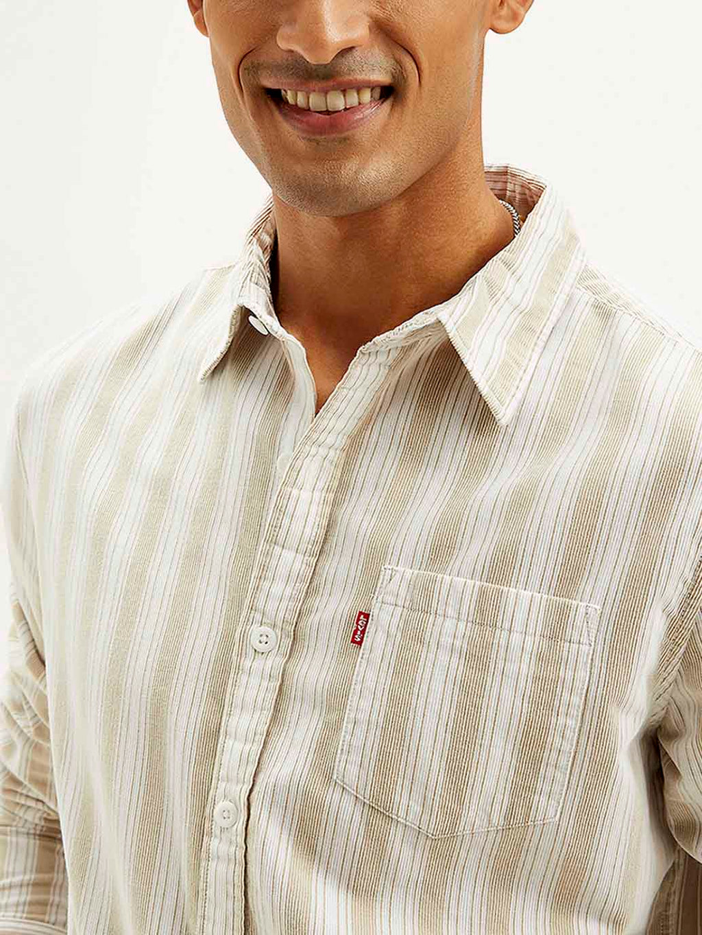 Men's Striped Slim Fit Corduroy Shirt