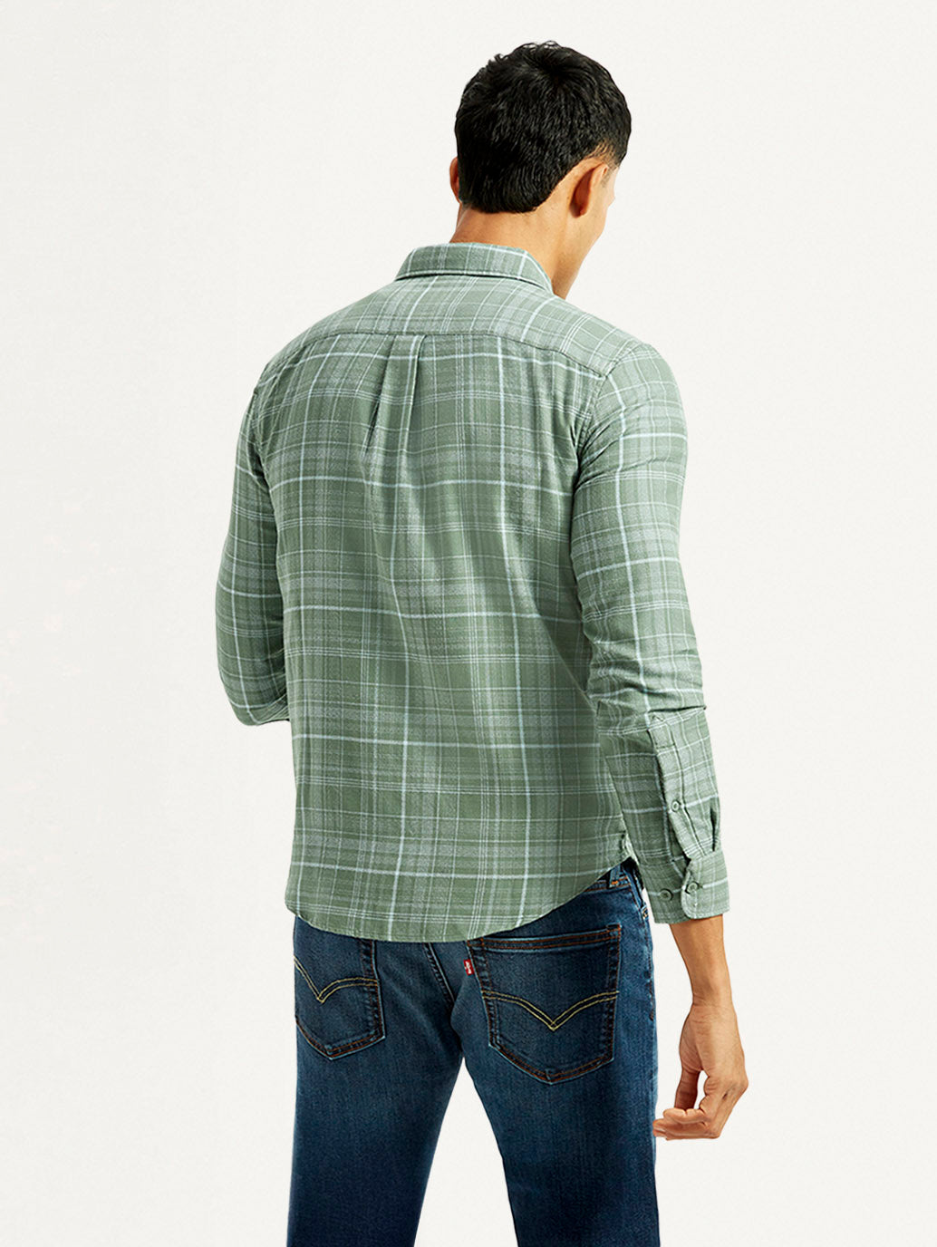 Men's Checkered Green Slim Fit Shirt