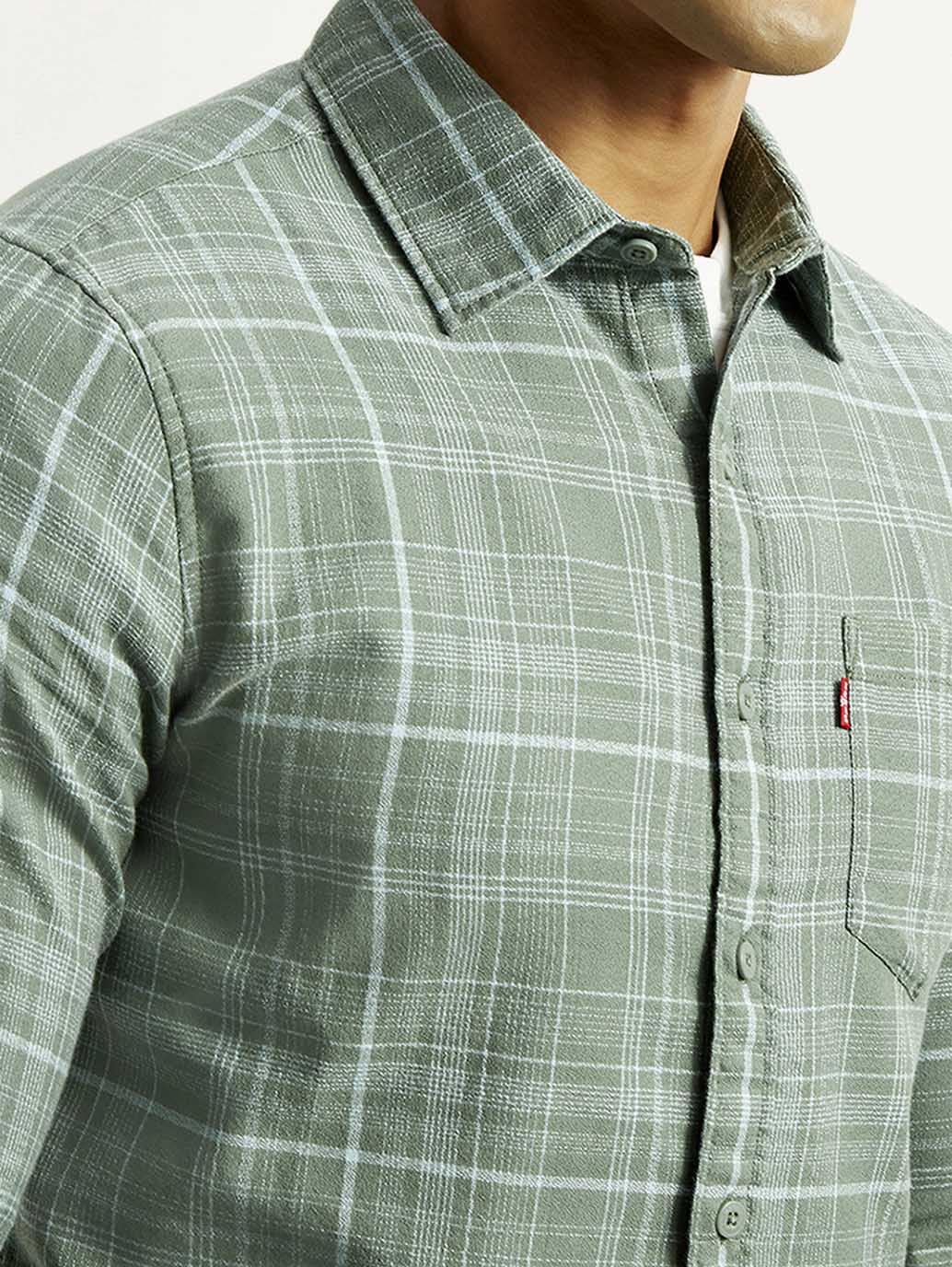 Men's Checkered Green Slim Fit Shirt