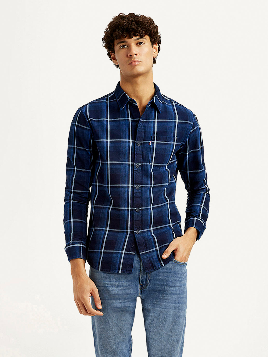 Men's Checkered Navy Slim Fit Shirt