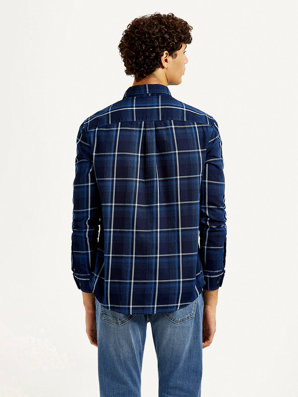 Men's Checkered Navy Slim Fit Shirt