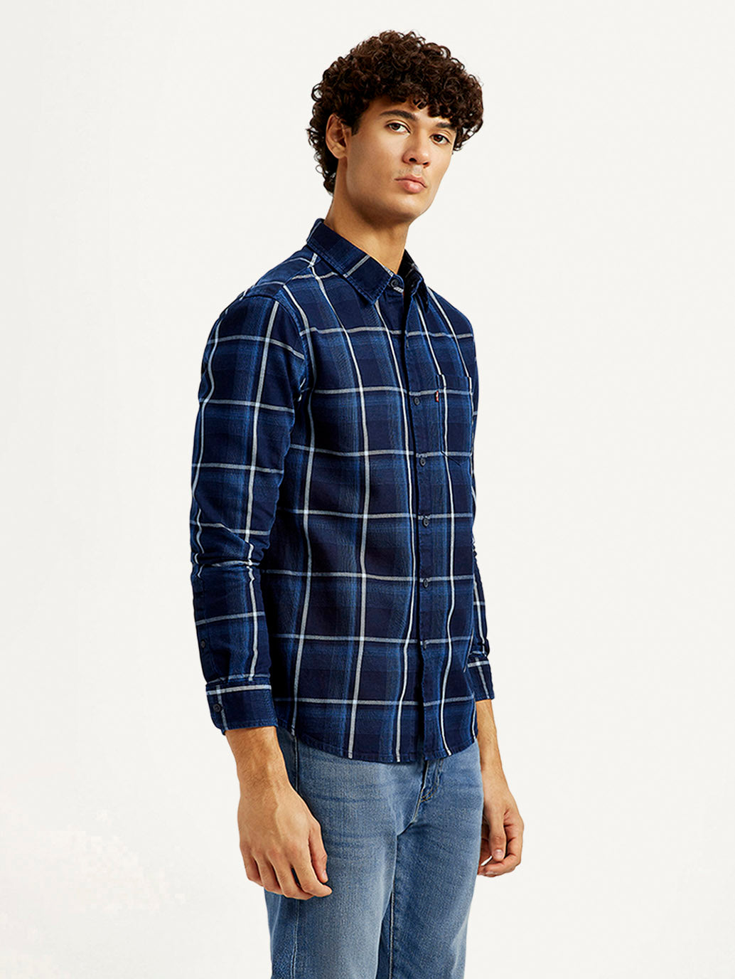 Men's Checkered Navy Slim Fit Shirt