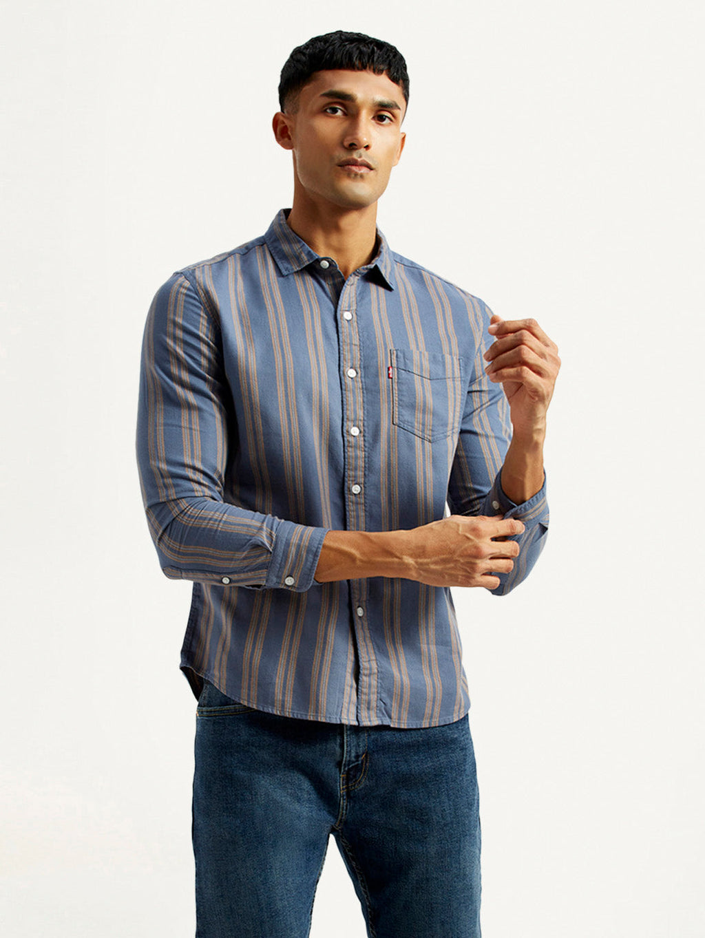 Men's Striped Blue Slim Fit Shirt