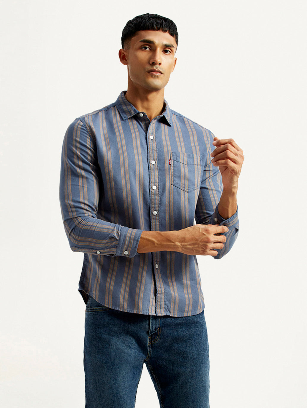 Men's Striped Blue Slim Fit Shirt
