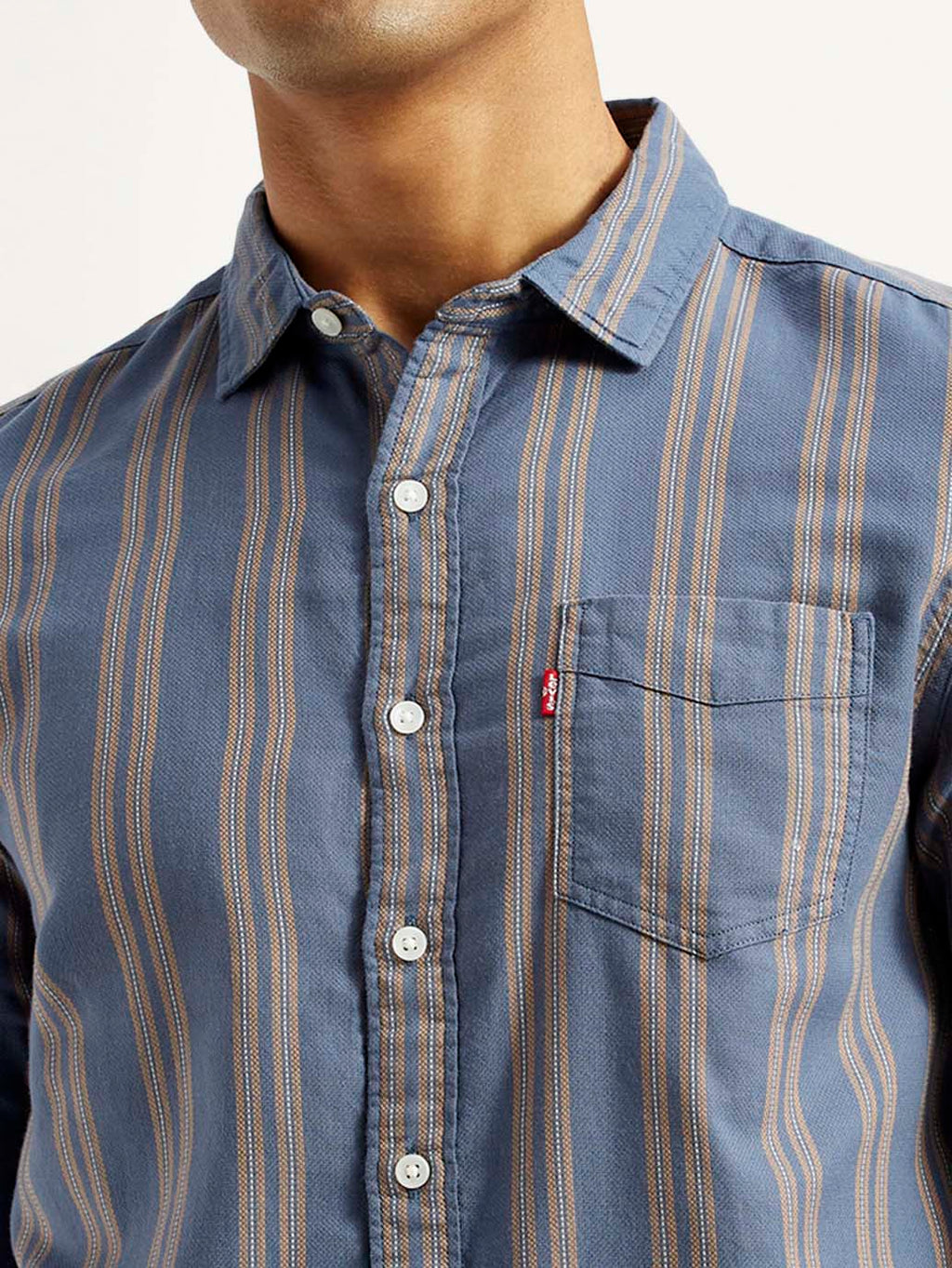 Men's Striped Blue Slim Fit Shirt
