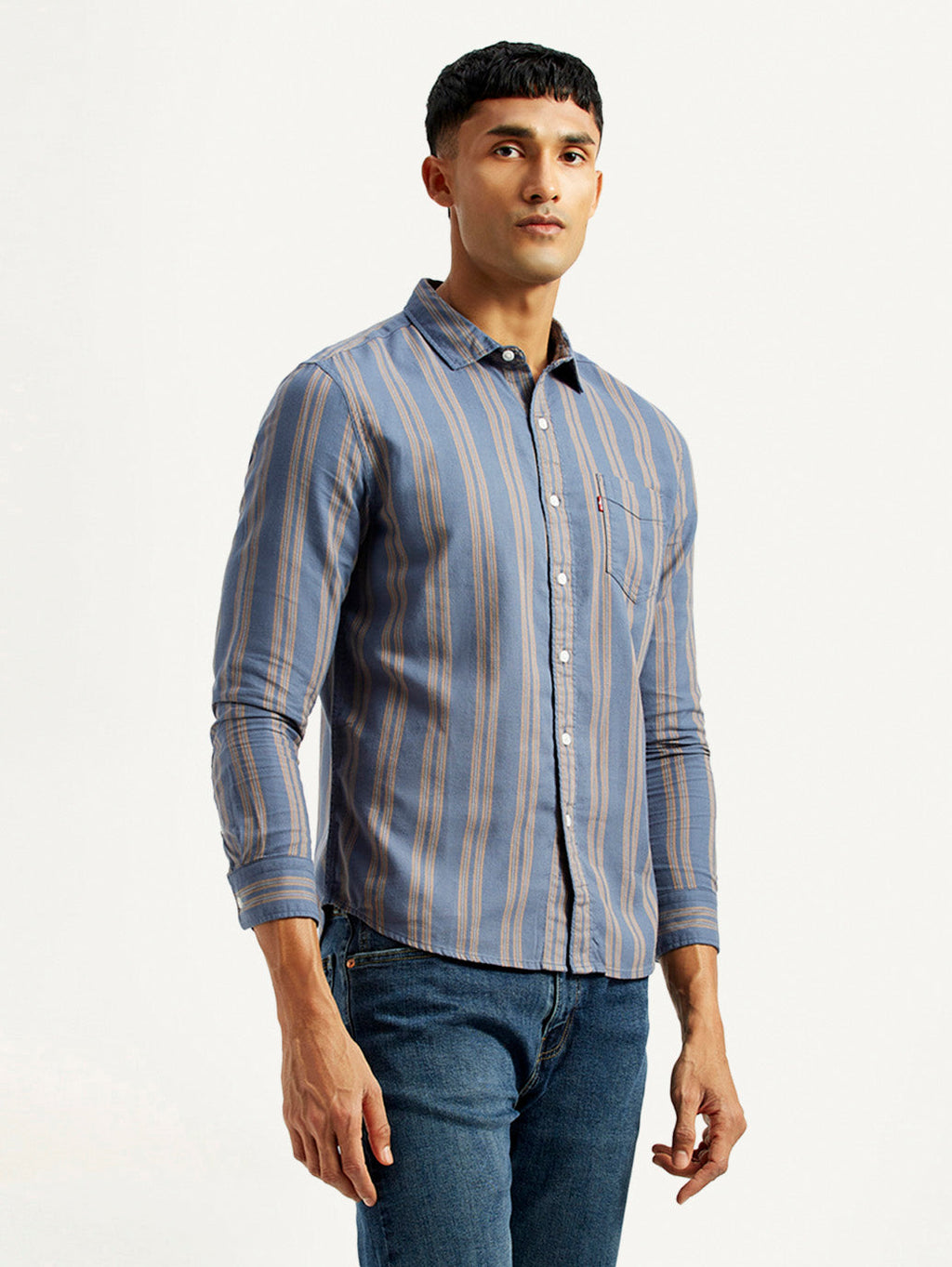 Men's Striped Blue Slim Fit Shirt