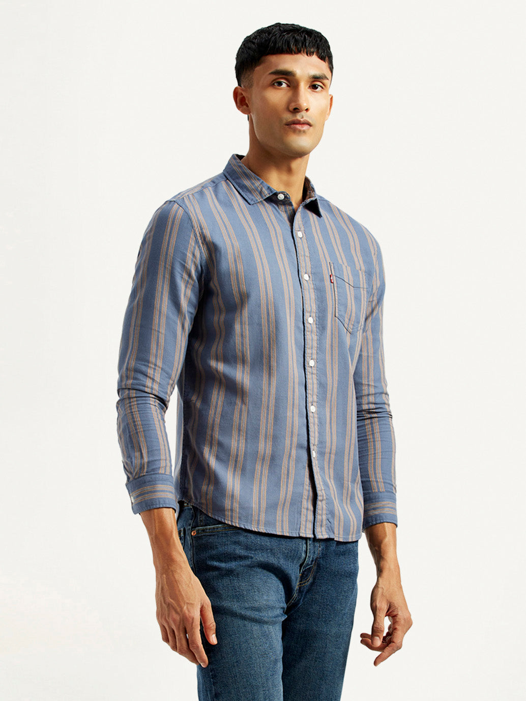 Men's Striped Blue Slim Fit Shirt