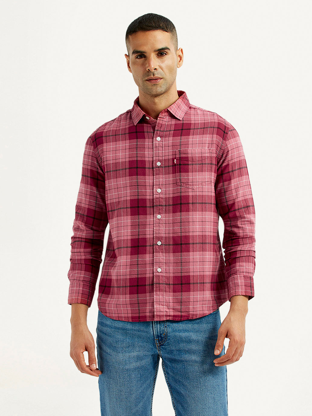 Men's Checkered Red Slim Fit Shirt