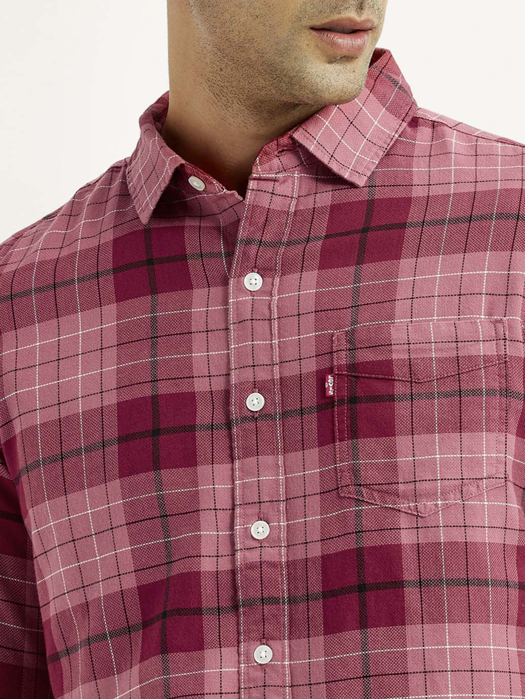 Men's Checkered Red Slim Fit Shirt