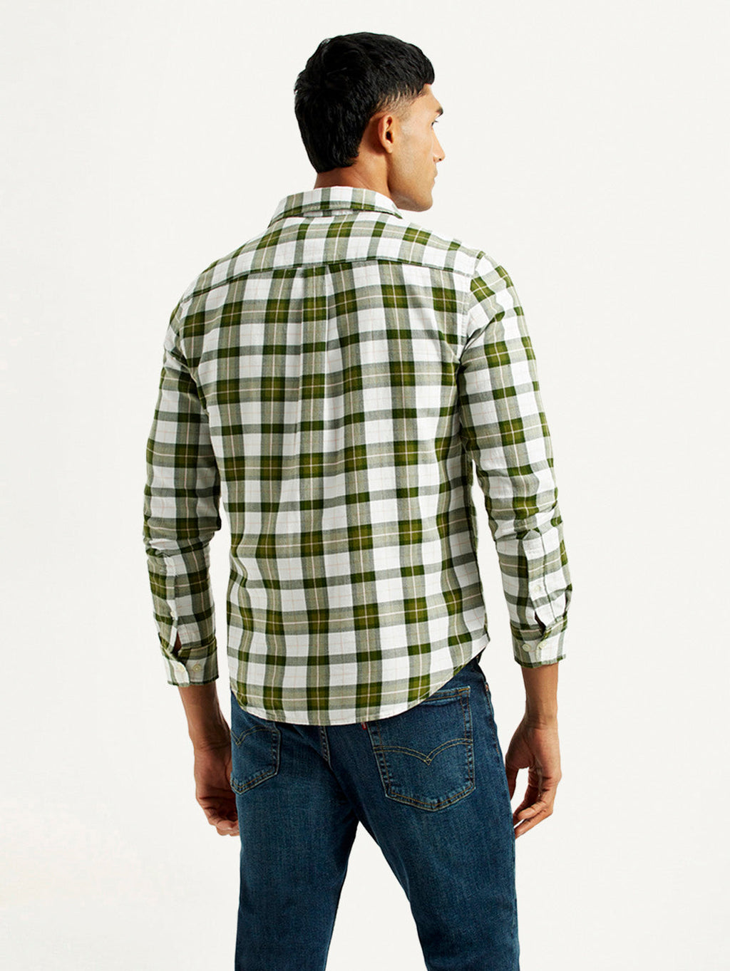 Men's Checkered Olive Slim Fit Shirt