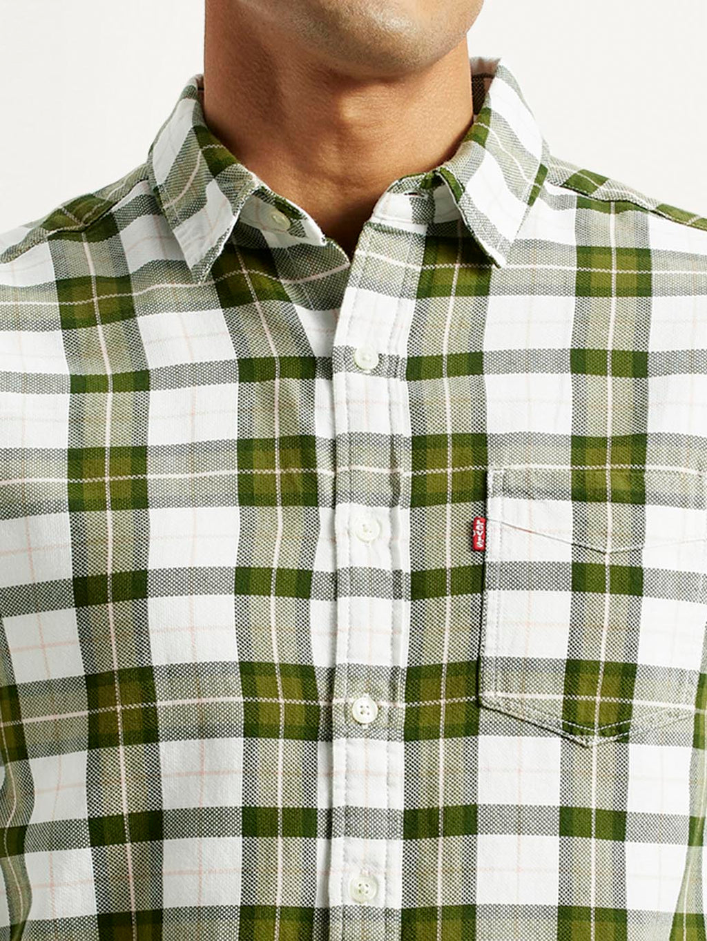 Men's Checkered Olive Slim Fit Shirt