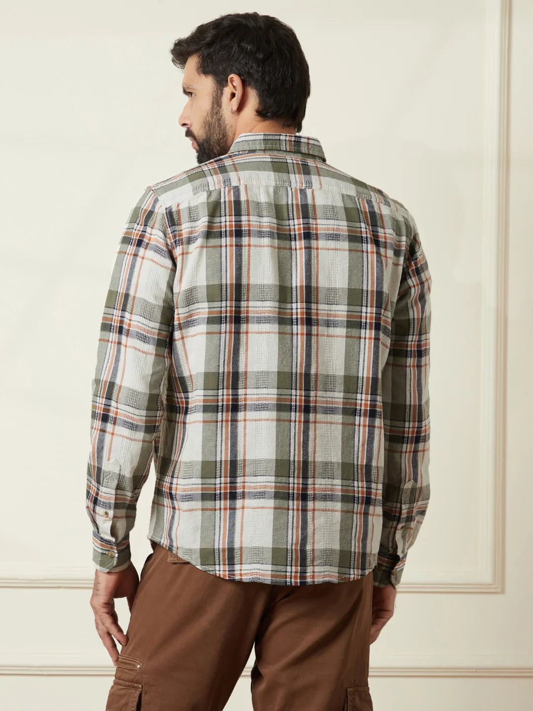 Striped Short Sleeve Textured Shirt | Green