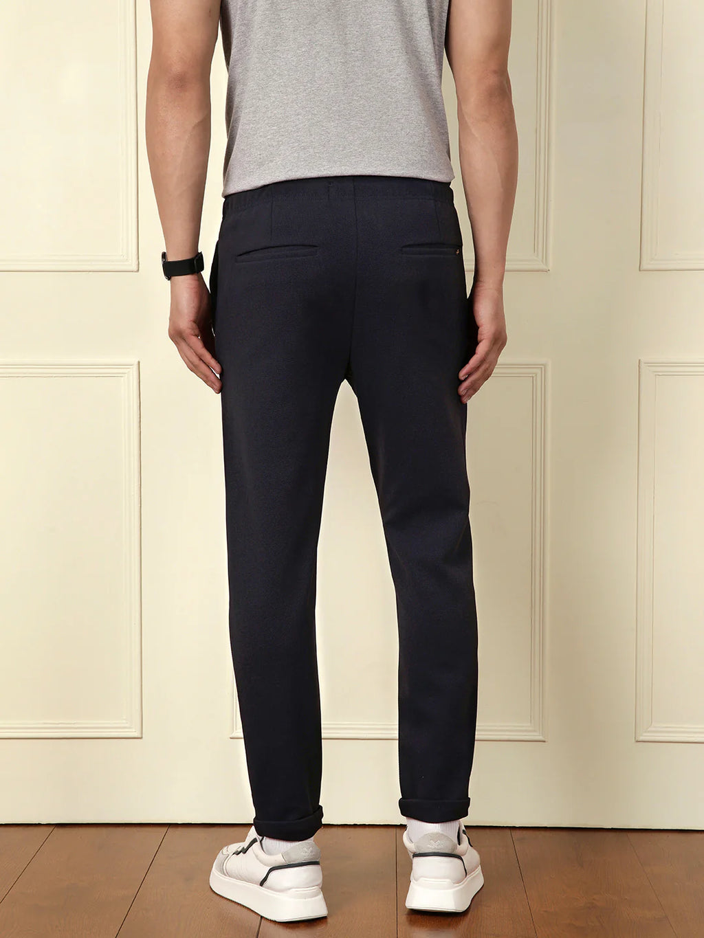 Soft Cotton Blend Knit Trouser | Navy Blue
