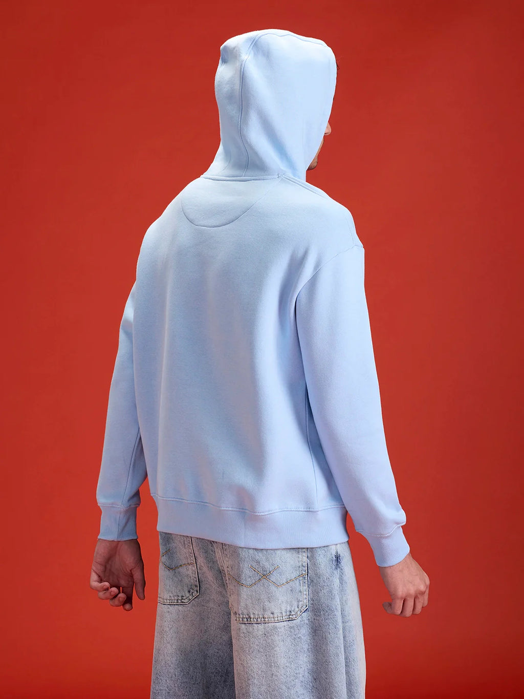 Men’s minimal powder blue hooded sweatshirt | Powder Blue