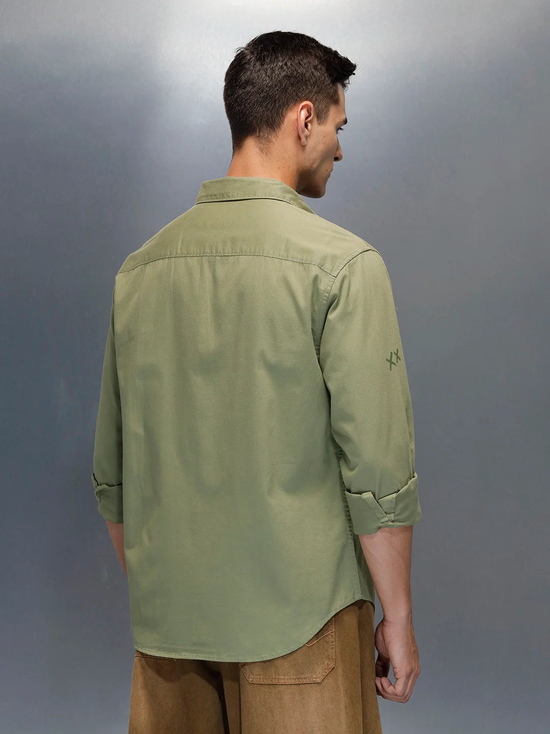 Men's Casual Regualr Fit Shirt With Placement Print | Green