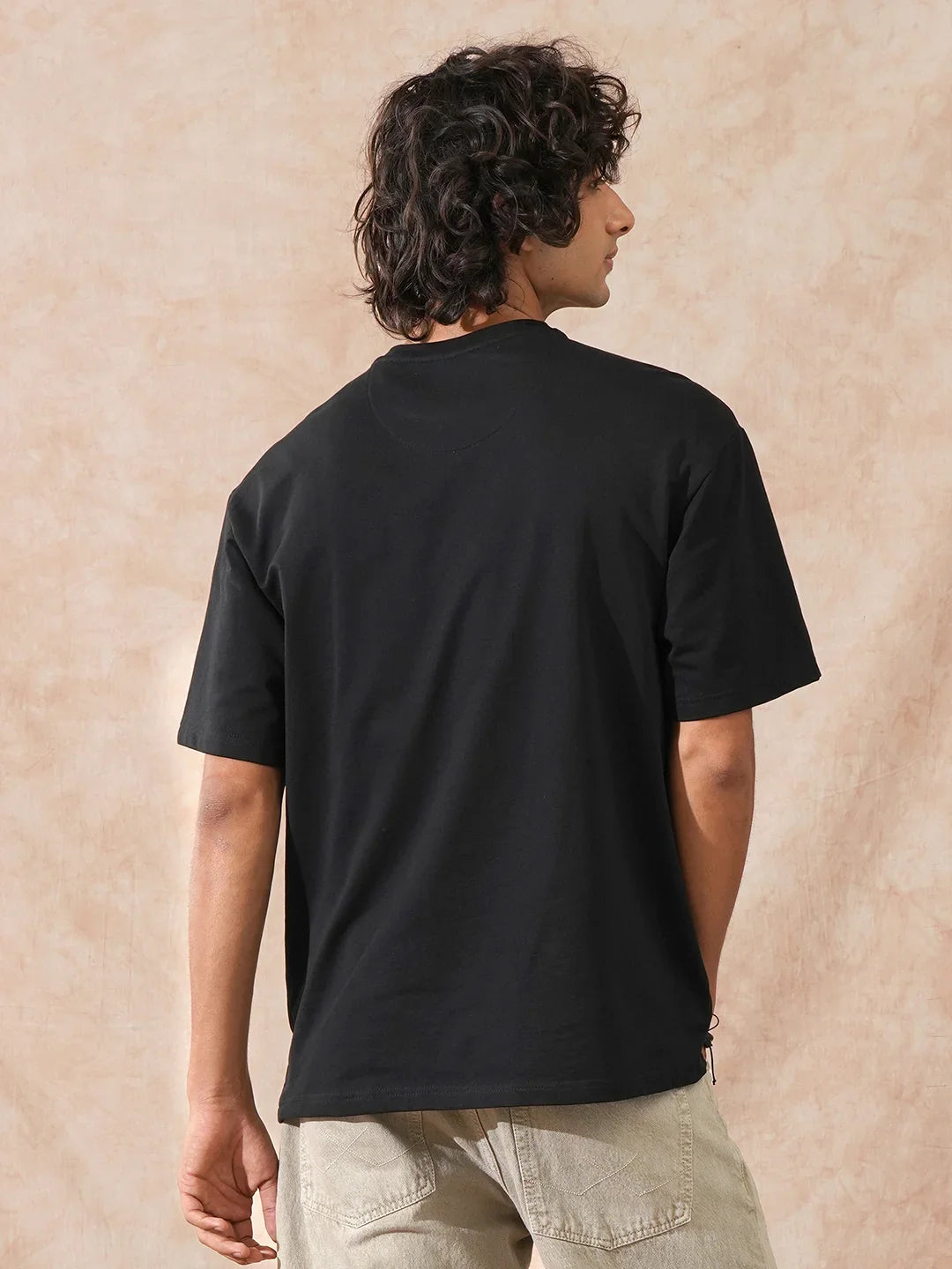 Heavy GSM Placement Printed T-Shirt | Black