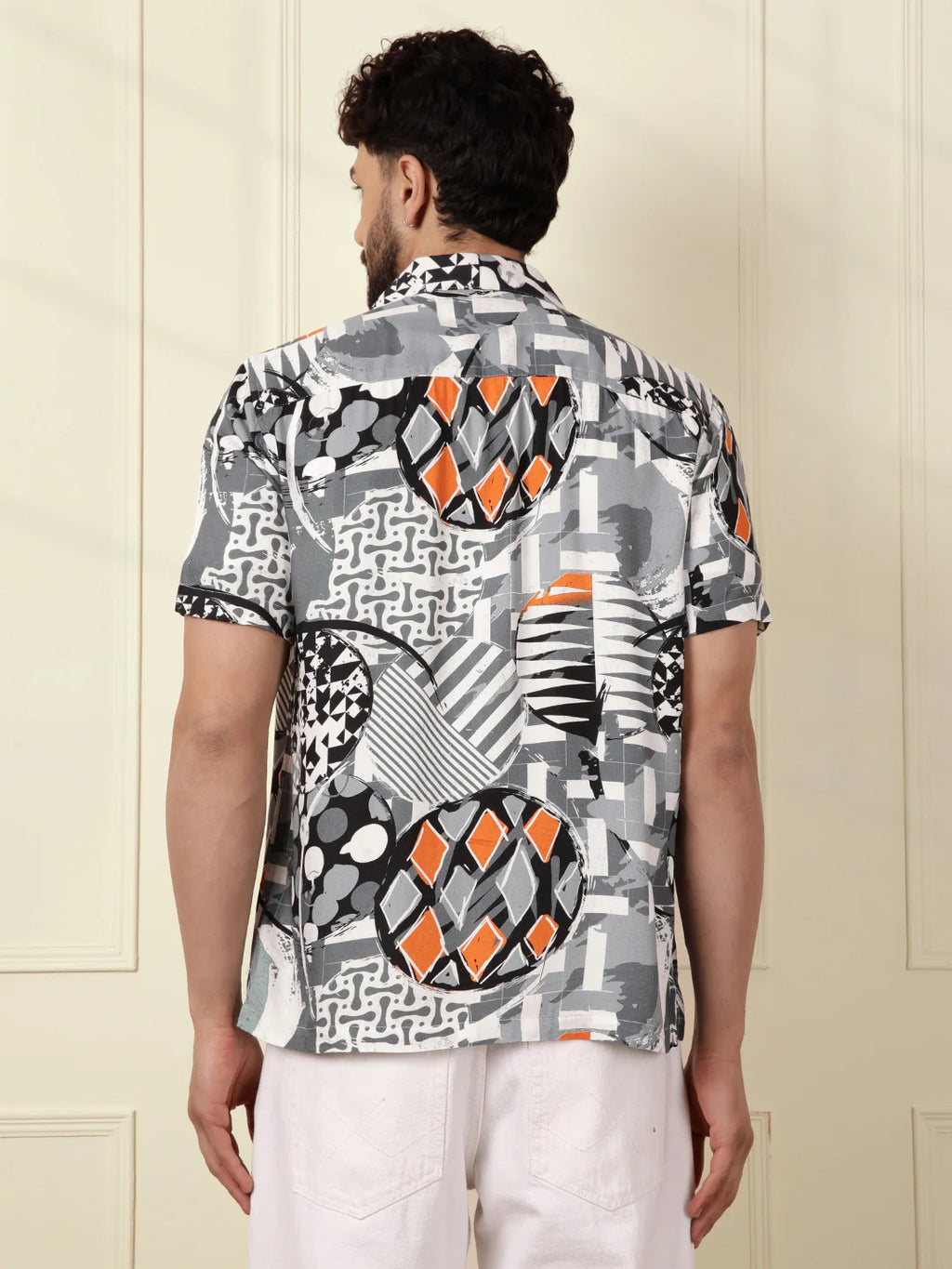 AOP Fluid Viscose Shirt | Grey