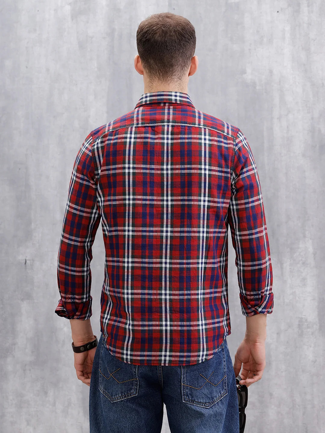 Pure Cotton Checkered Shirt | Red