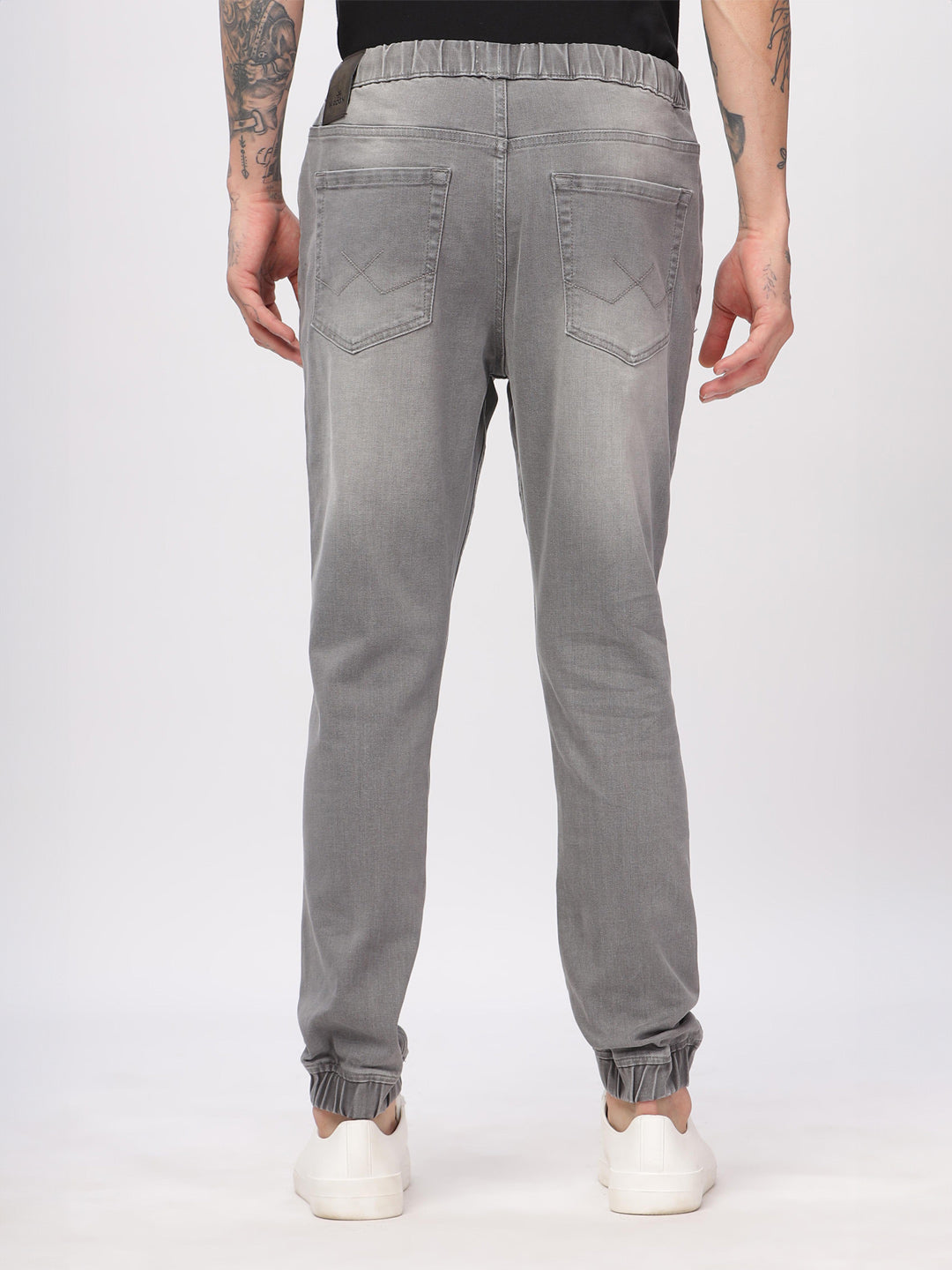 Grey Drawstring Denim Jogger