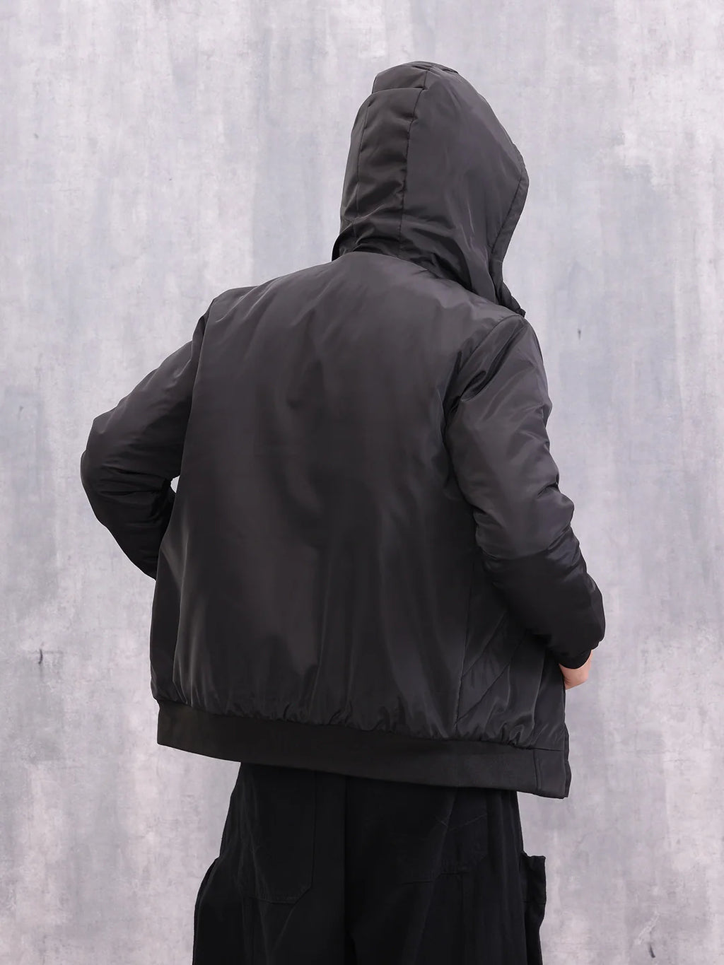 Casual Street Look Black Hooded Bomber Jacket For Men | Black