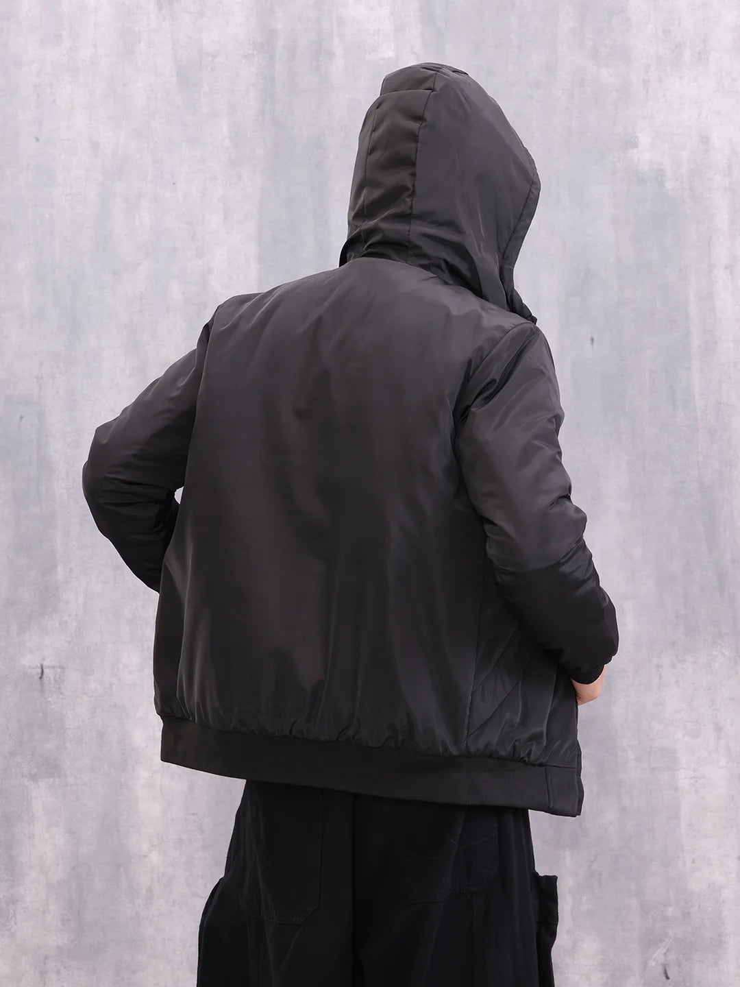 Casual Street Look Black Hooded Bomber Jacket For Men | Black