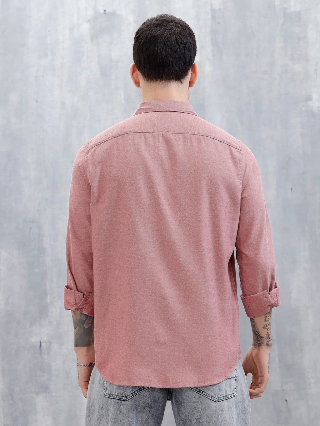 Wrogn Men's Classic Spread Collar Slim Fit Shirt | Red