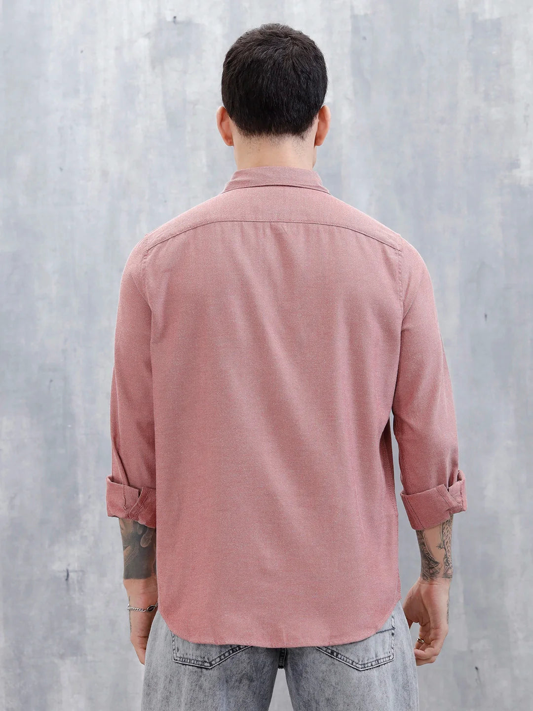 Wrogn Men's Classic Spread Collar Slim Fit Shirt | Red
