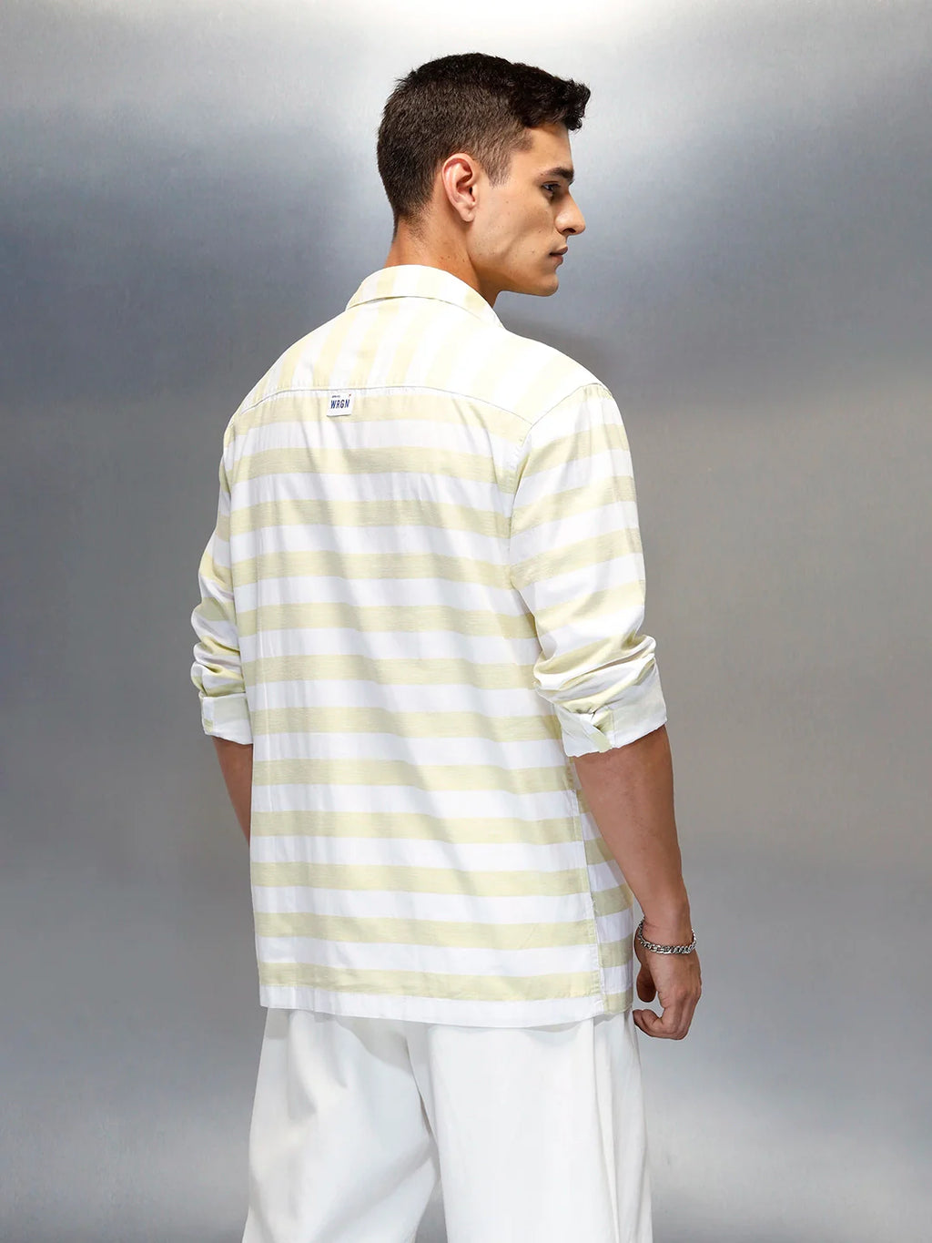 Men's Casual Regular Fit Striped Pattern Shirt | Green