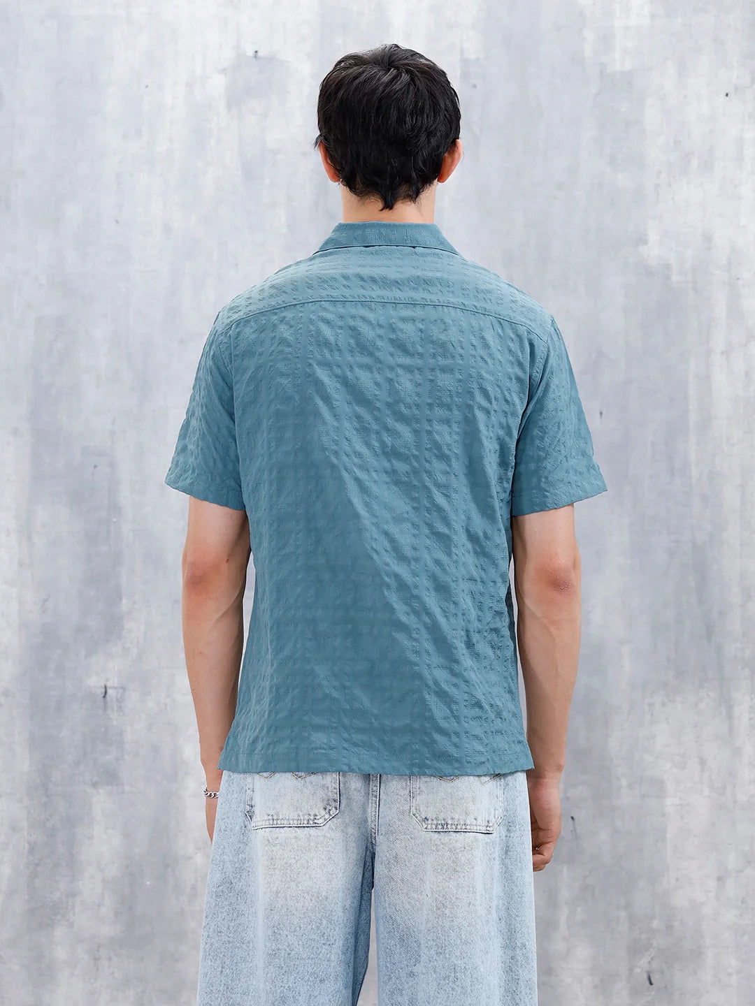 Wrogn Mens Casual Textured Comfort Fit Shirt | Green