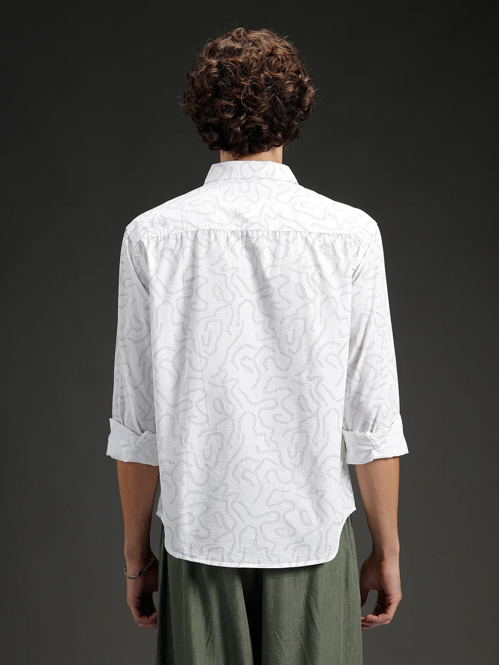 Abstarct aop printed casual comfort fit shirt | White