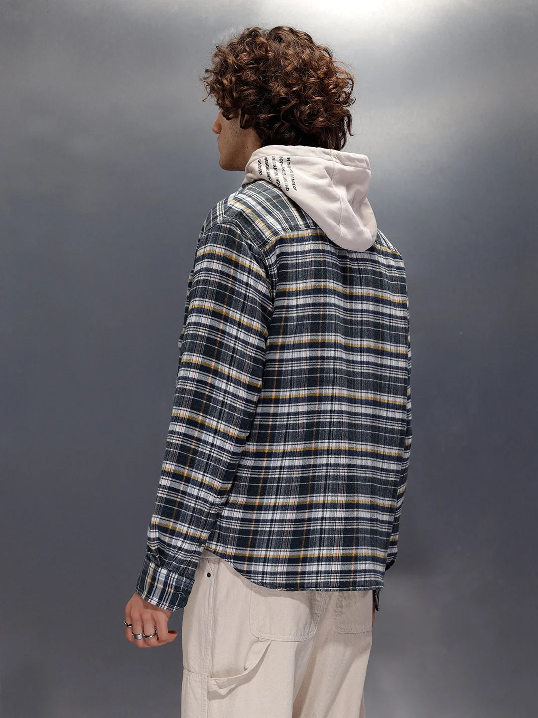 Patch Pocket Comfort Fit Checkered Pattern Shirt With Branding | Blue