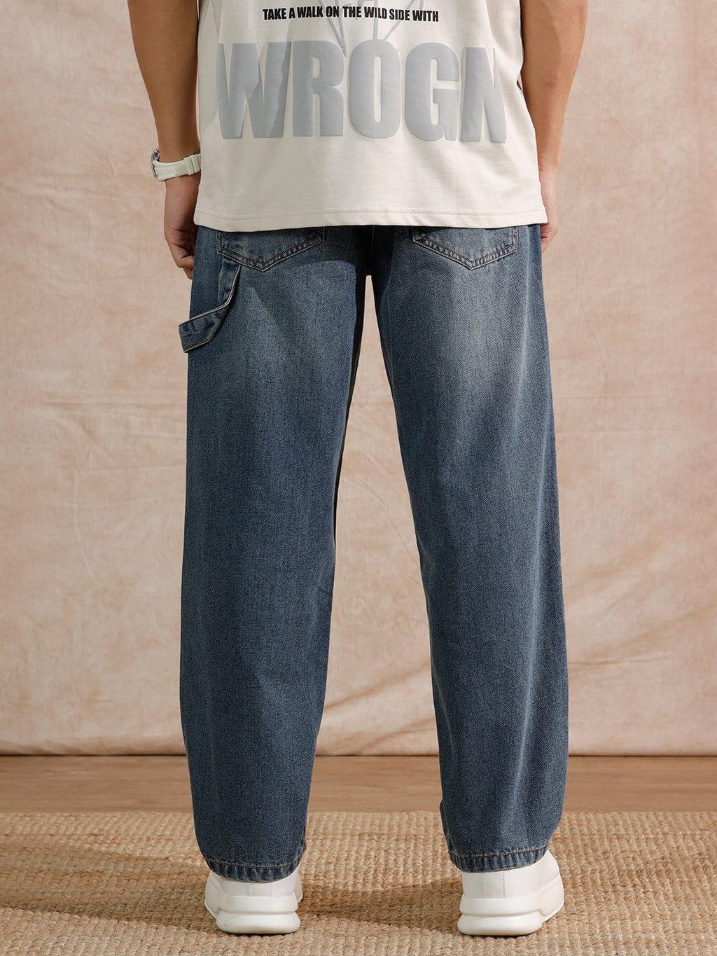 Solid Heavy Fade Loose Fit Jeans | Blue
