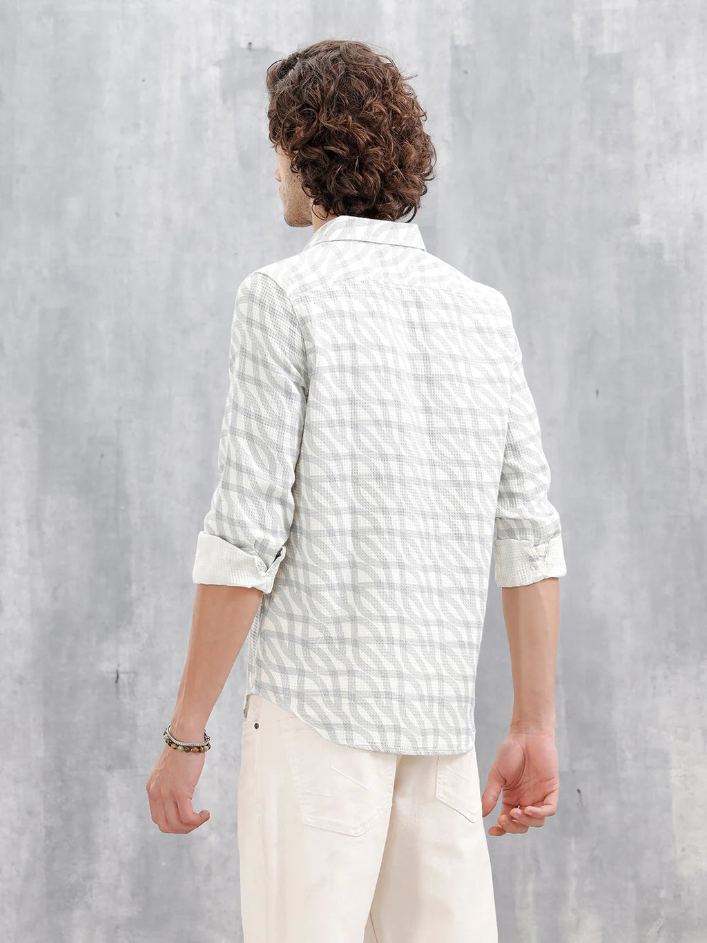 Textured Printed Slim Fit Shirt | Light Blue