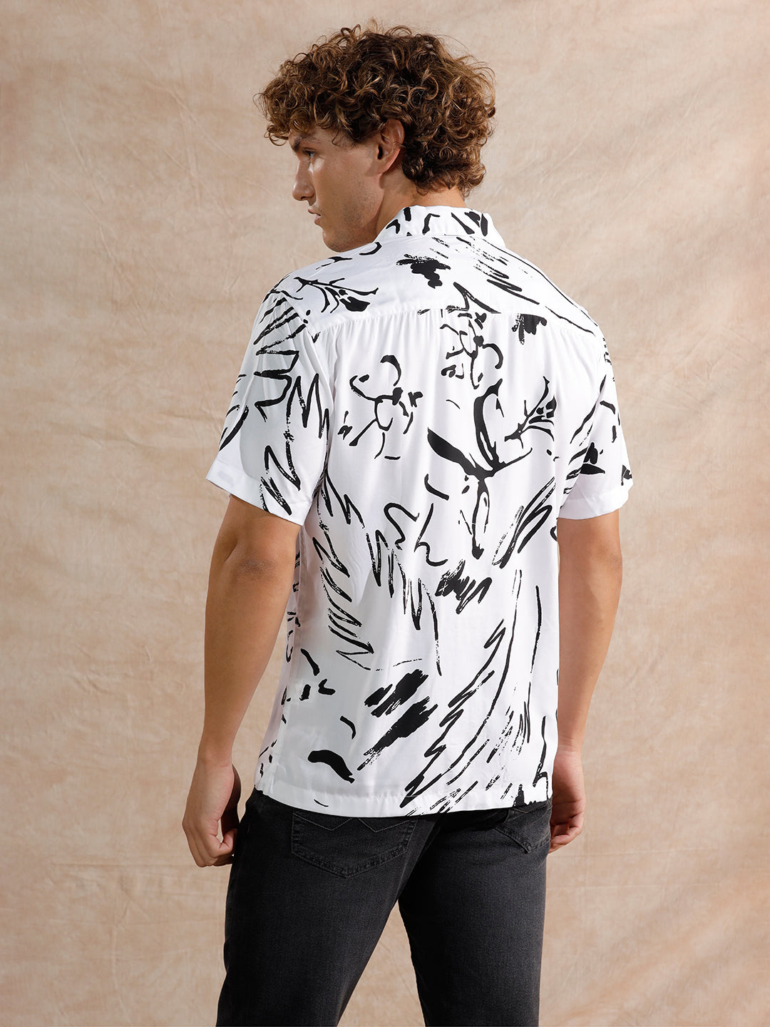 Fluid AOP Viscose Shirt | White